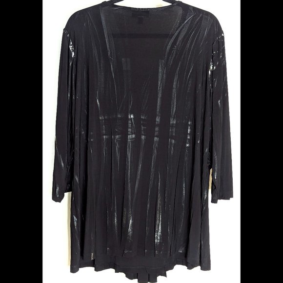 WOW Formal Iridescent FASHION BUG 2X 3X Black & Silver Stretch Dressy Blouse - Picture 4 of 4